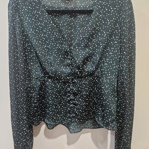 Lucy Paris Forest Green Polka Dot Blouse